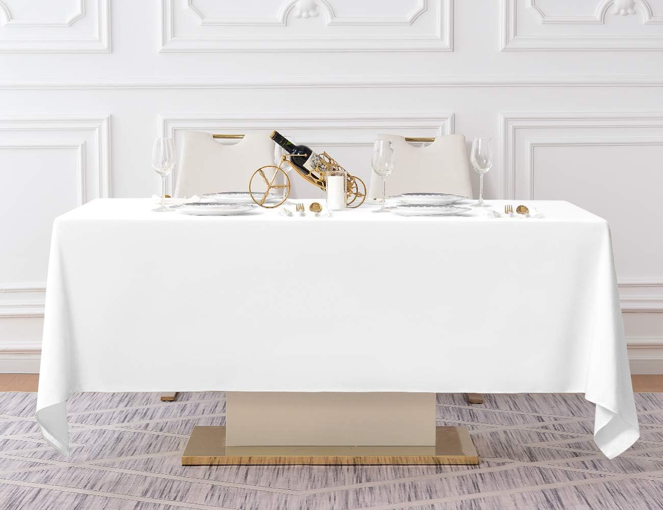 Surmente 10 Pack White Rectangle Tablecloth 60 x 102-inch Rectangular Polyester Table Cloth for Weddings, Banquets, or Restaurants