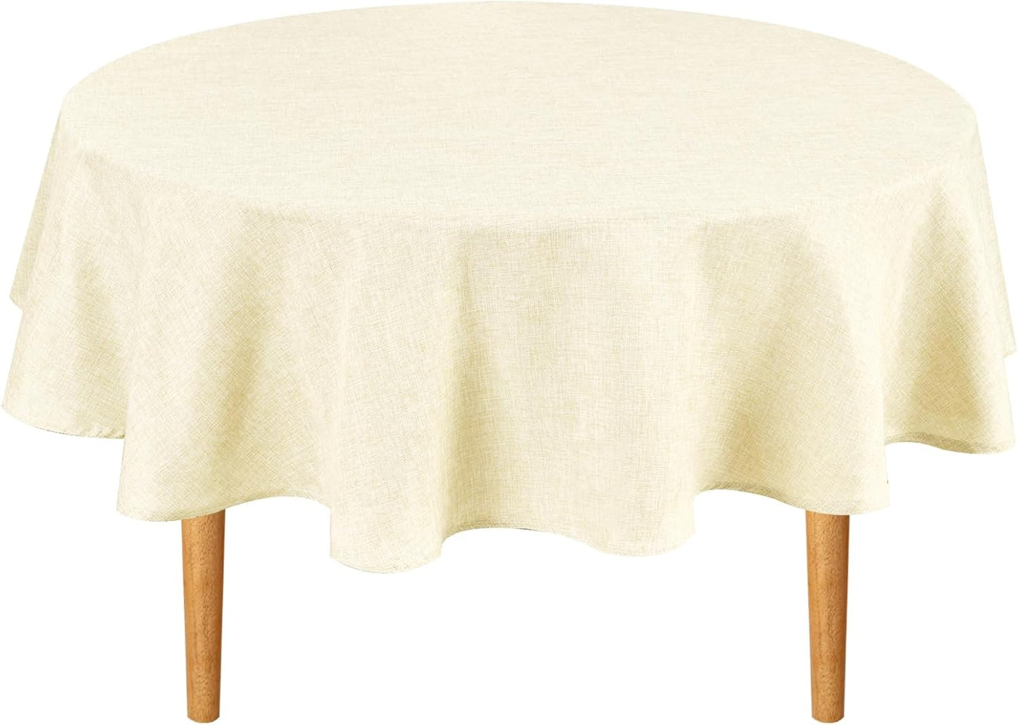 Hiasan Linen Tablecloth 45 Inch Round - Wrinkle and Stain Resistant Washable Polyester Fabric Table Cloth for Dining Room Kitchen Party, Champagne