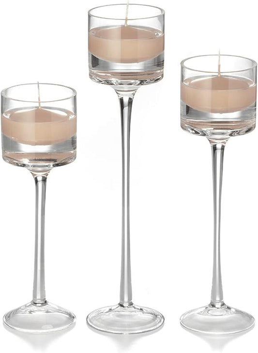 Yummi Set of 18 Floating Candles and Monet Stem Holders - Sandstone