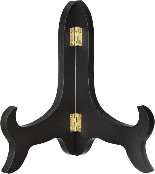 uxcell 7" Easel Plate Holder, Wooden Folding Display Stand Black for Decorative Picture Frame
