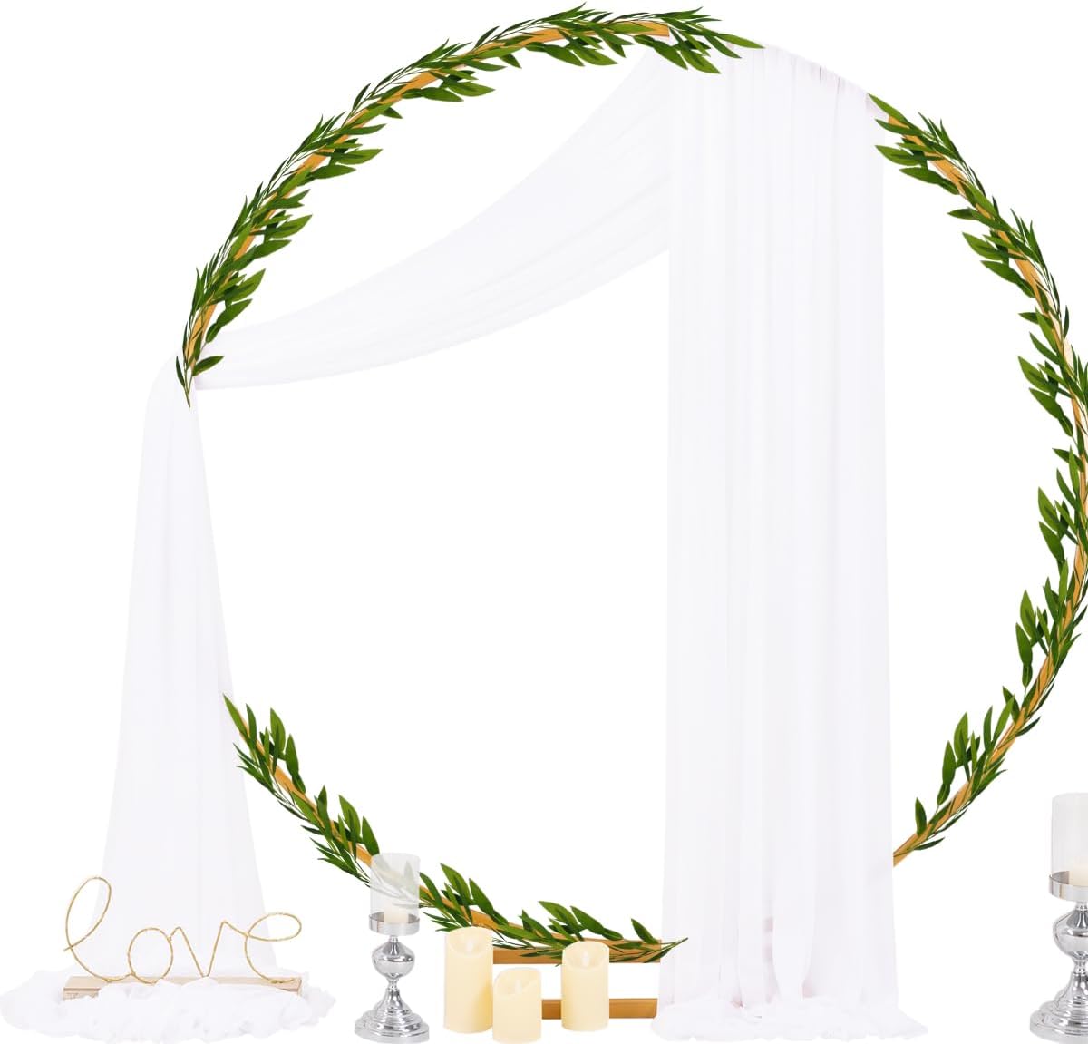 Socomi White Sheer Wedding Arch Draping Fabric 29" x 20Ft 1 Panel Outdoor Curtain Drapes Extra Long for Bridal Baby Shower Ceremony Birthday Party Decor