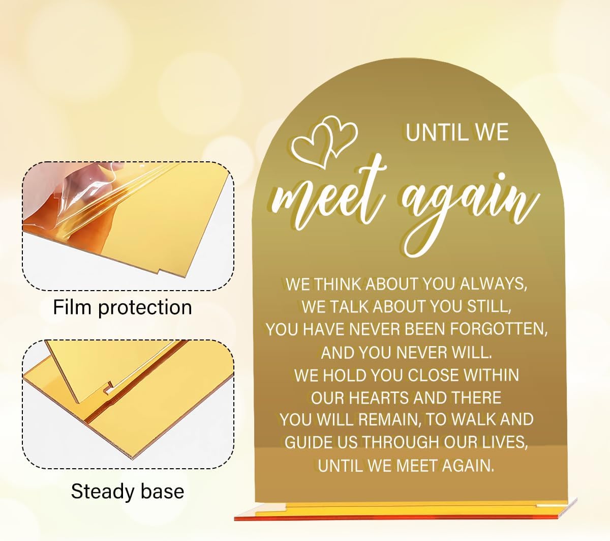 Acrylic Wedding Sign, Bridal Shower Decorations, Until We Meet Again Sign for Ceremony, Modern Font Table Signs, Gold Mirror Arched Acrylic Tabletop Signs for Wedding Reception and Event Party