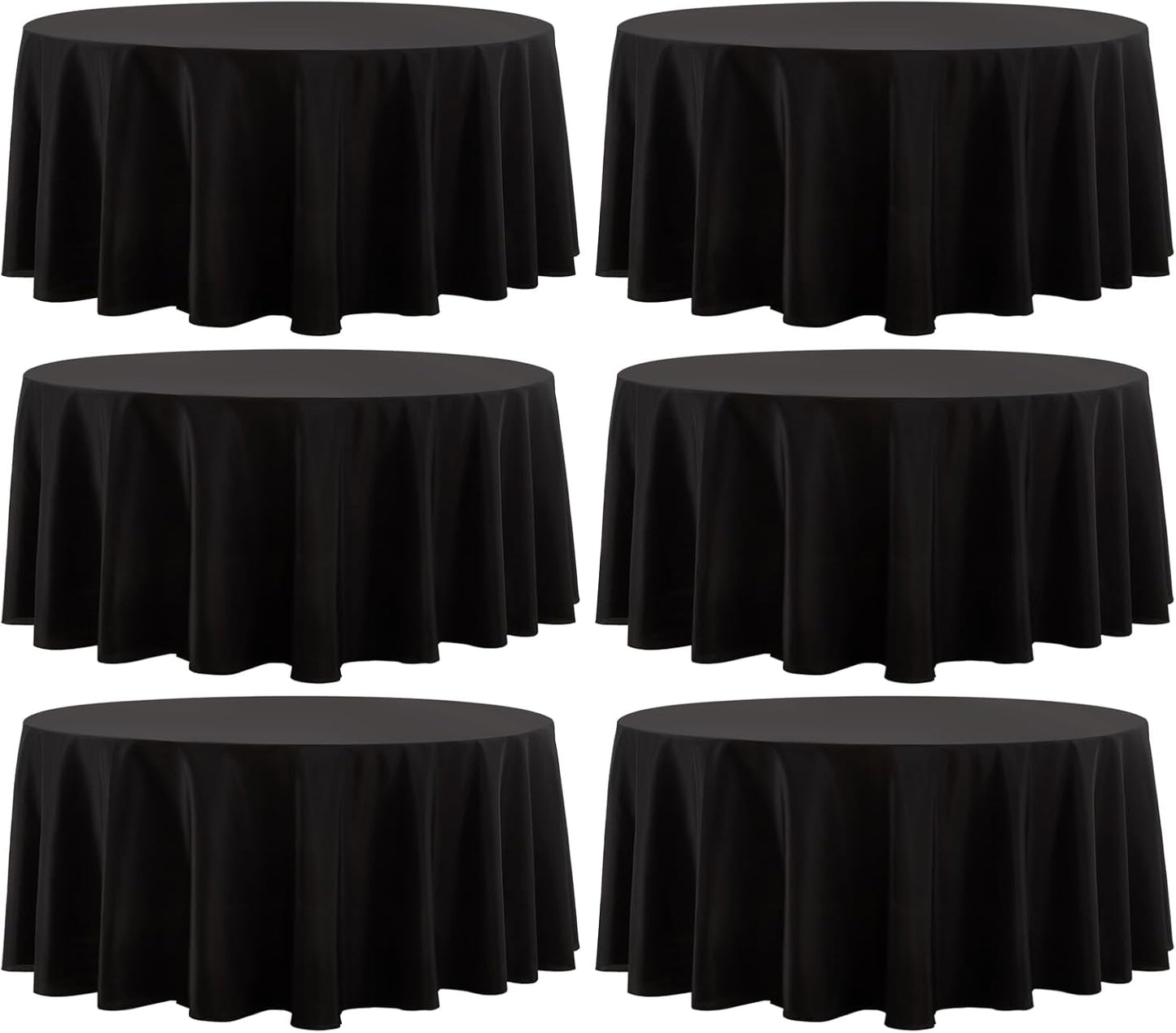 Round Tablecloth 132 Inch 6 Pack Black Tablecloths Washable Decorative Linen Polyester Table Clothes Cover for Dining Table Banquets Buffet Parties and Wedding