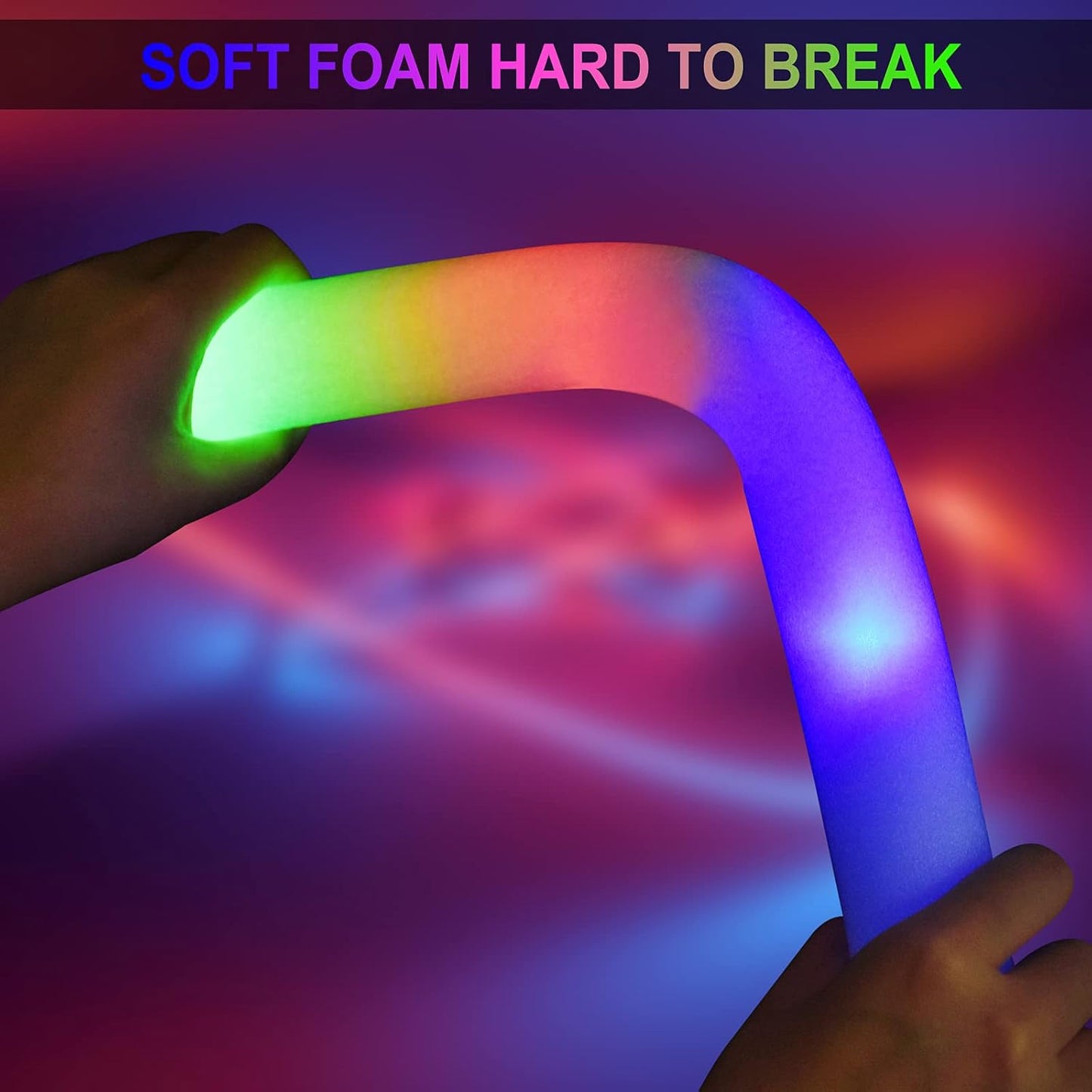 LifBetter 58Pcs Foam Glow Sticks Bulk,Led Glow Sticks with 3 Modes Colorful Flashing,Long Life Battery Glow In The Dark Party Supplies for Weddings,Parties,Festivals,Sporting Events