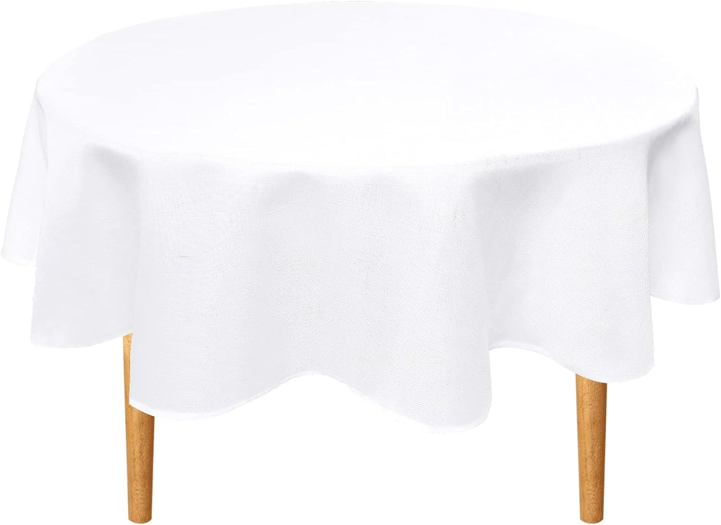 Hiasan Round Linen Table Cover 30 Inch - Wrinkle and Stain Resistant Washable Polyester Fabric Table Cloth for Dining Room Kitchen Party, White