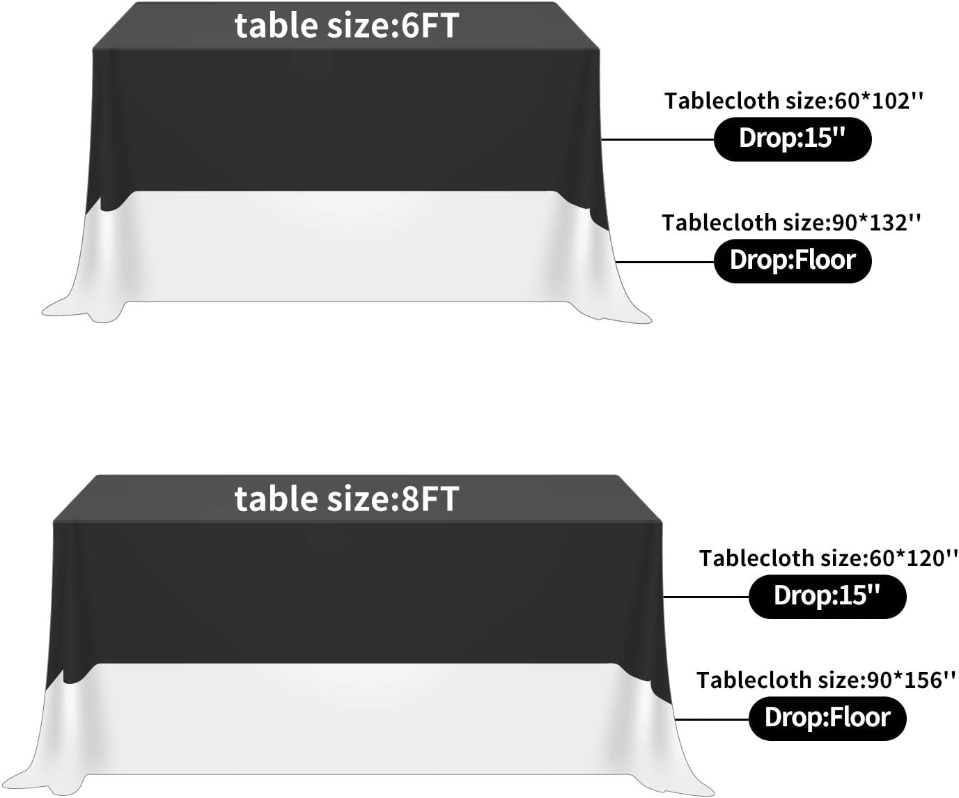 Fokitut 2 Pack Waterproof Rectangle Tablecloth, 90x156 Inch,Stain Resistant and Wrinkle Polyester Table Cloth, Fabric Table Cover for Kitchen Dining, Wedding, Party, Holiday Dinner-Peacock Blue