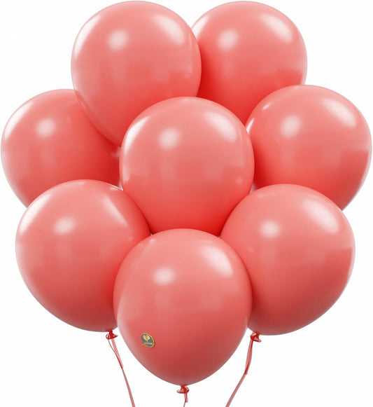 AFTERLOON® Biodegradable Balloons 24 pcs Coral Pink 10 Inch, Matte Color Thickened Extra Strong Natural Latex Helium Float, Colorful Bulk Color ballon Globos Para Decoration De Fiestas