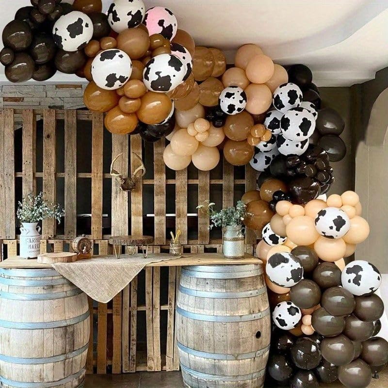 Brown Cow Balloons, 50 Pcs Cow Print Balloons, 12 Inch Dark Brown Coffee Nude Tan Neutral Gold Confetti Balloons Helium for Cowboy Cowgirl Birthday Baby Shower Farm Animal Western Party Decorations