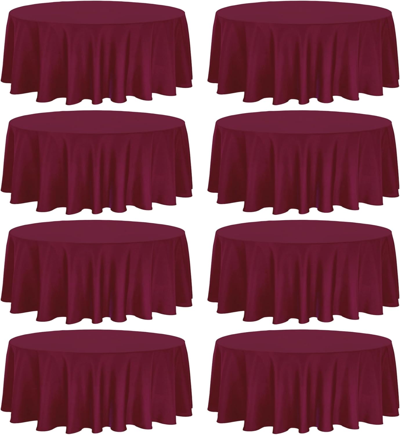 8 Pack Premium Round Tablecloth 90 Inch Round Table Covers Bulk Washable Polyester Fabric Round Table Clothes for Wedding Party Reception Banquet Buffet Restaurant (Burgundy, 90 Inch)