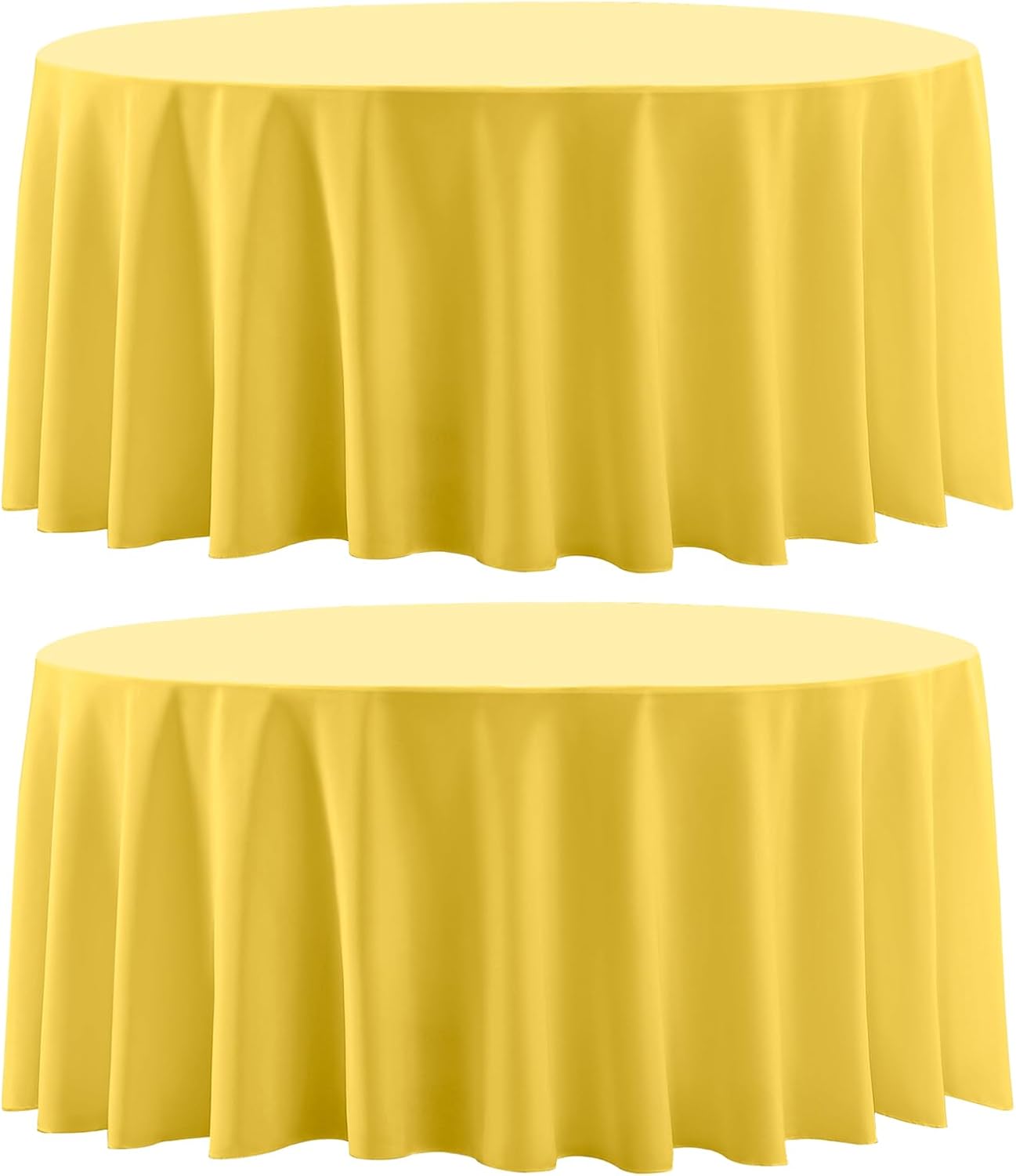 Round Tablecloth 120 Inch 2 Pack Yellow Tablecloths Washable Decorative Linen Polyester Table Clothes Cover for Dining Table Banquets Buffet Parties and Wedding