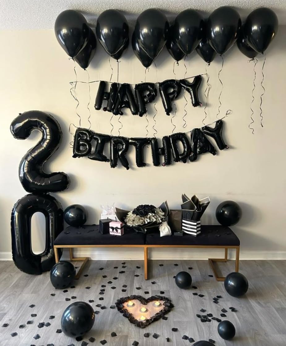 Black Number 7 Birthday Balloon 40 Inch, 7 17 27 70 77 Party Celebration Decorations Supplies, Mylar Foil Numbers Balloons for Seven Wedding Anniversary
