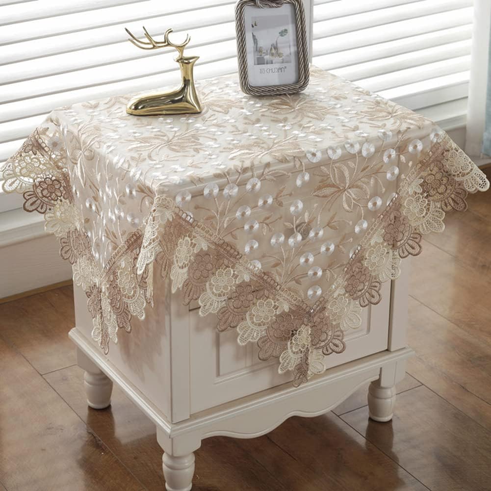 vctops Damask Lace Patchwork Tablecloth Luxury Square Small Table Cover Elegant Floral Embroidered Lace Table Cloth for Party Kitchen Dinning Picnic Decoration (Type H,32"x32")