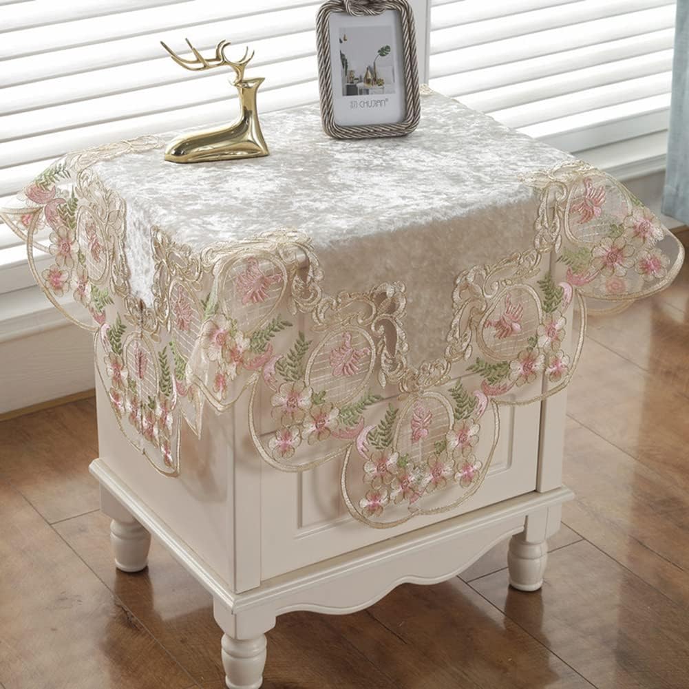 vctops Damask Lace Patchwork Tablecloth Luxury Square Small Table Cover Elegant Floral Embroidered Lace Table Cloth for Party Kitchen Dinning Picnic Decoration (Type O,32"x32")