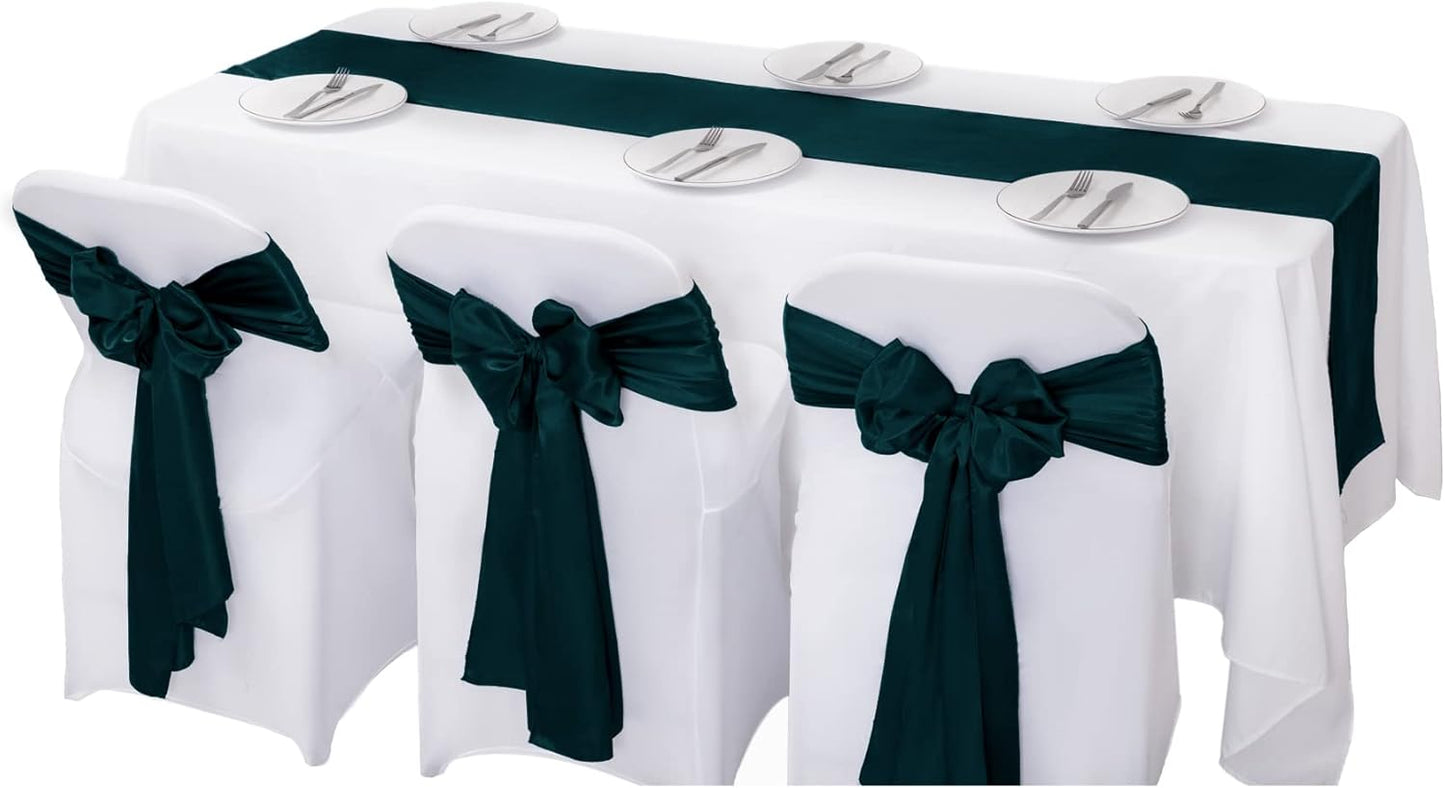12Pack Table Runner 12 x 108 Inches Satin Silk Table Runner for Wedding, Birthday Party, Banquets, Graduations Decoration, fit Rectange and Round Table-Hunte