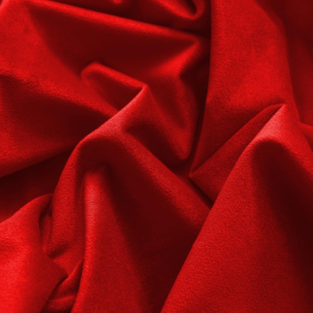 F-CHU Red Tablecloth Thickset Velvet Tablecloth with Beautiful Gold Tassels Vintage Table Cloth for Home Decor Wedding, Party, Banquet and Events 48" Round