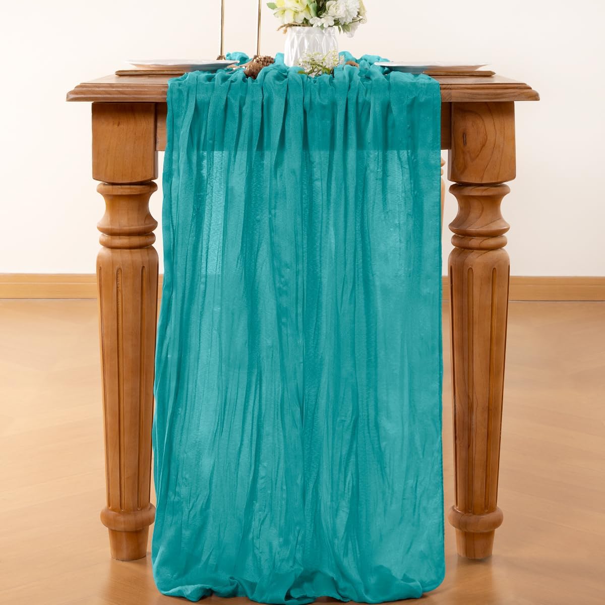 Teal Table Runner Cheesecloth Table Runners 10 Pack 10FT Baby Shower Decoration 120 Inches Fall Table Decor Dining Room Centerpiece Wedding Boho Baby Shower Birthday