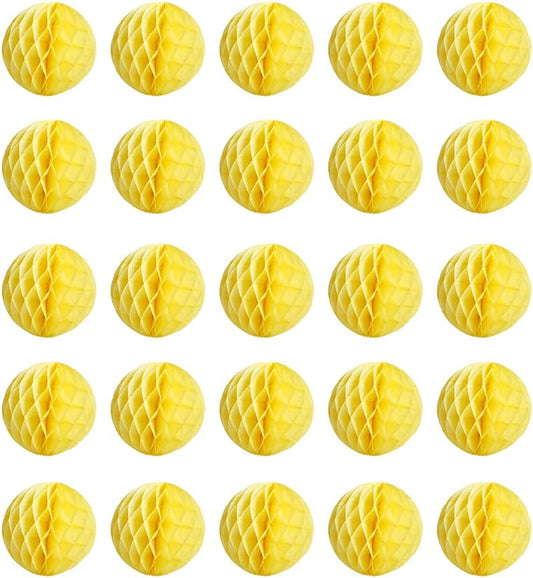 20pcs Honeycomb Decoration - Paper Flower Balls, Tissue Pom Poms for Birthday Wedding Home Decor (3inch, Yellow)
