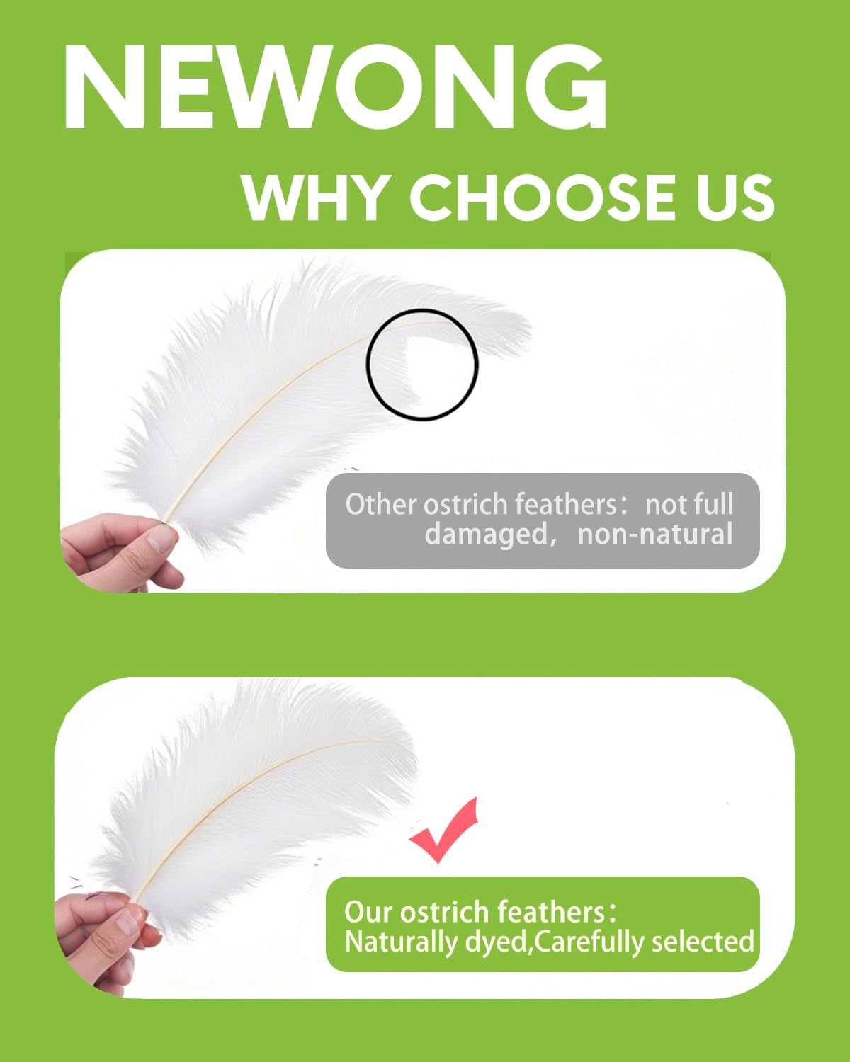 NEWONG 30pcs White Ostrich Feathers Natural Bulk 11-14inch(28-35cm) Vase Craft Wedding Home Party Centerpieces Christmas Day Decoration