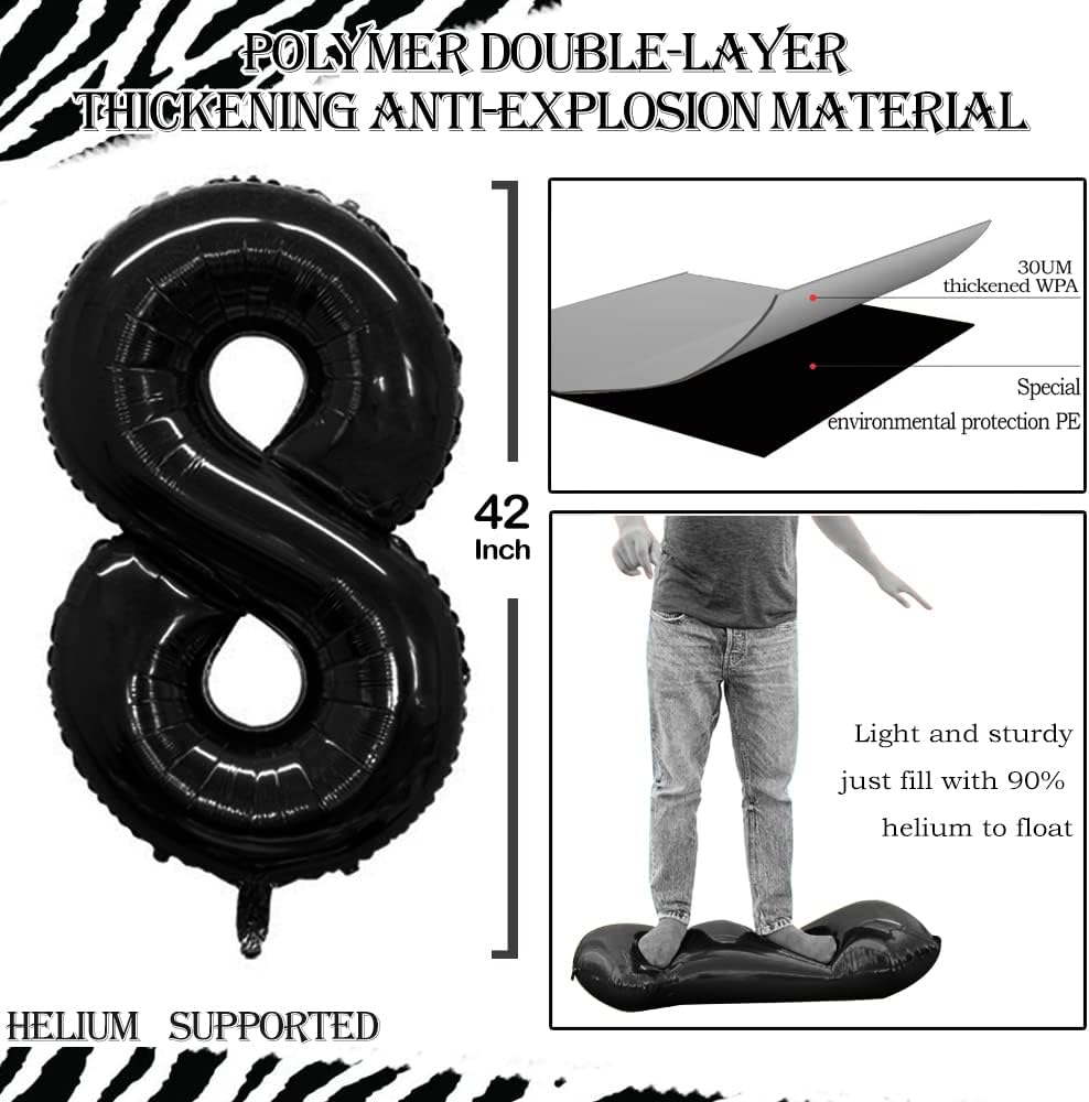 GOER Number 80 Balloons for 80th Birthday Party Decorations,42 Inch Jumbo Foil Helium Balloons for 80th Anniversary (Black)