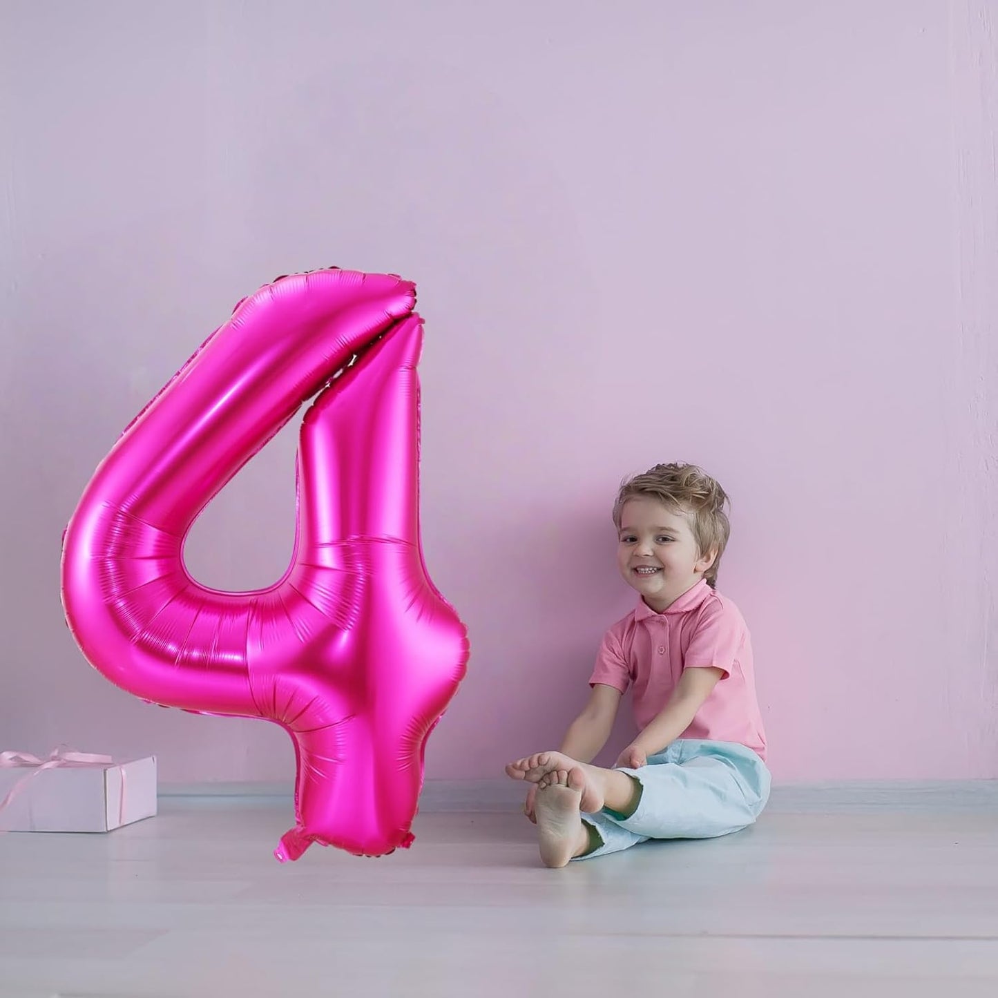 Hot Pink 4 Balloon,40 Inch Number 4 Balloon,4 Birthday Balloon Decorations, Foil Mylar Helium 4 Balloon Number for Birthday Party Decorations