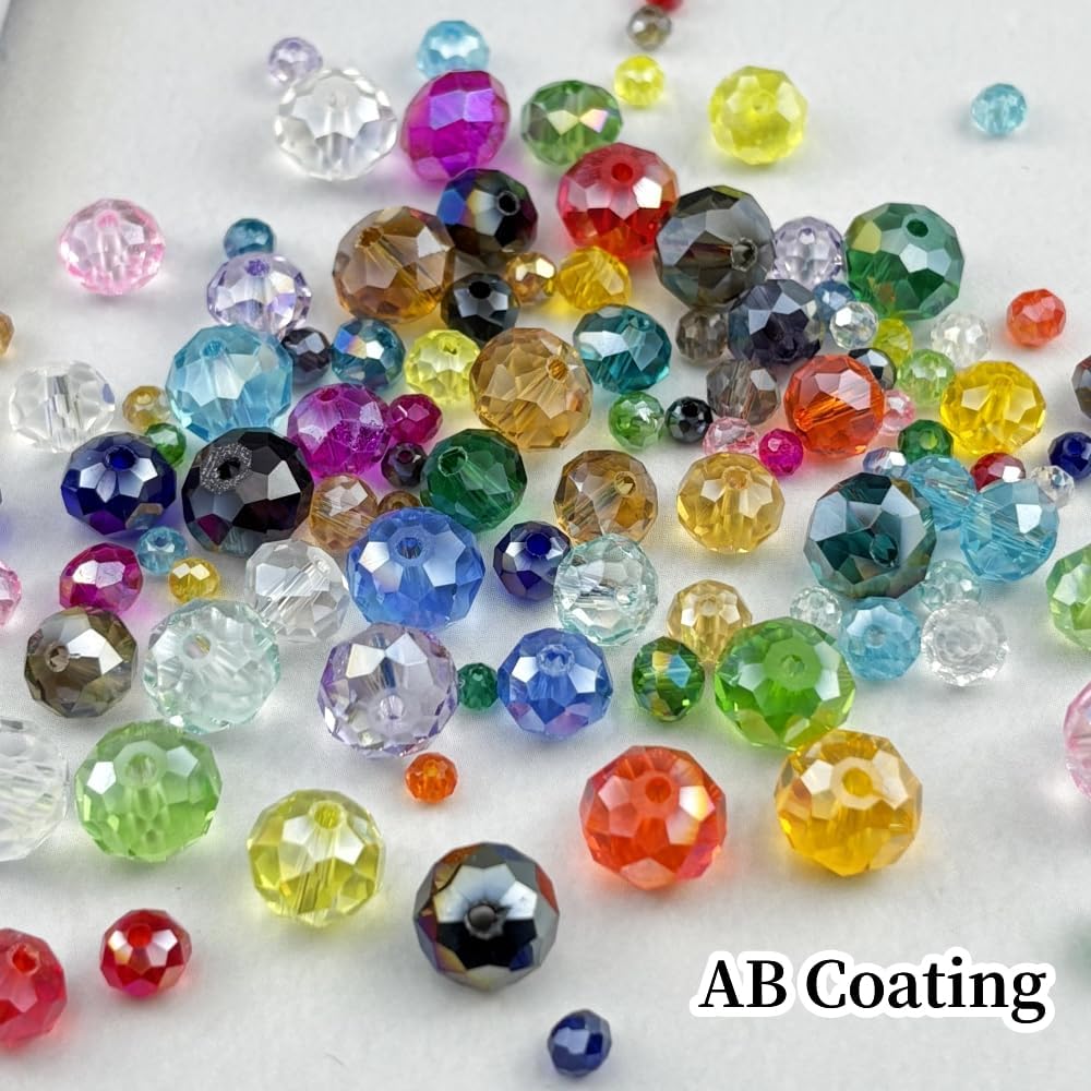 100pcs 8mm Crystal Glass Beads for Crafts Faceted Rondelle Glass Beads for Jewelry Making Crystal Spacer Beads for Necklaces Bracelets Earrings DIY Craft(Amber AB)