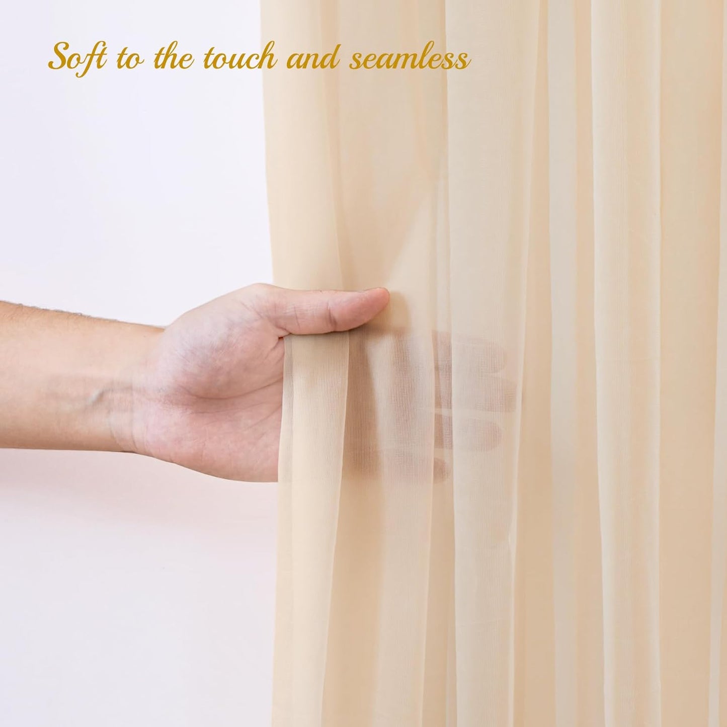 10x10ft Champagne Tulle Backdrop Curtain for Parites, Sheer Backdrop Curtains for Wedding Baby Shower Birthday Party Photo Shoot Decorations