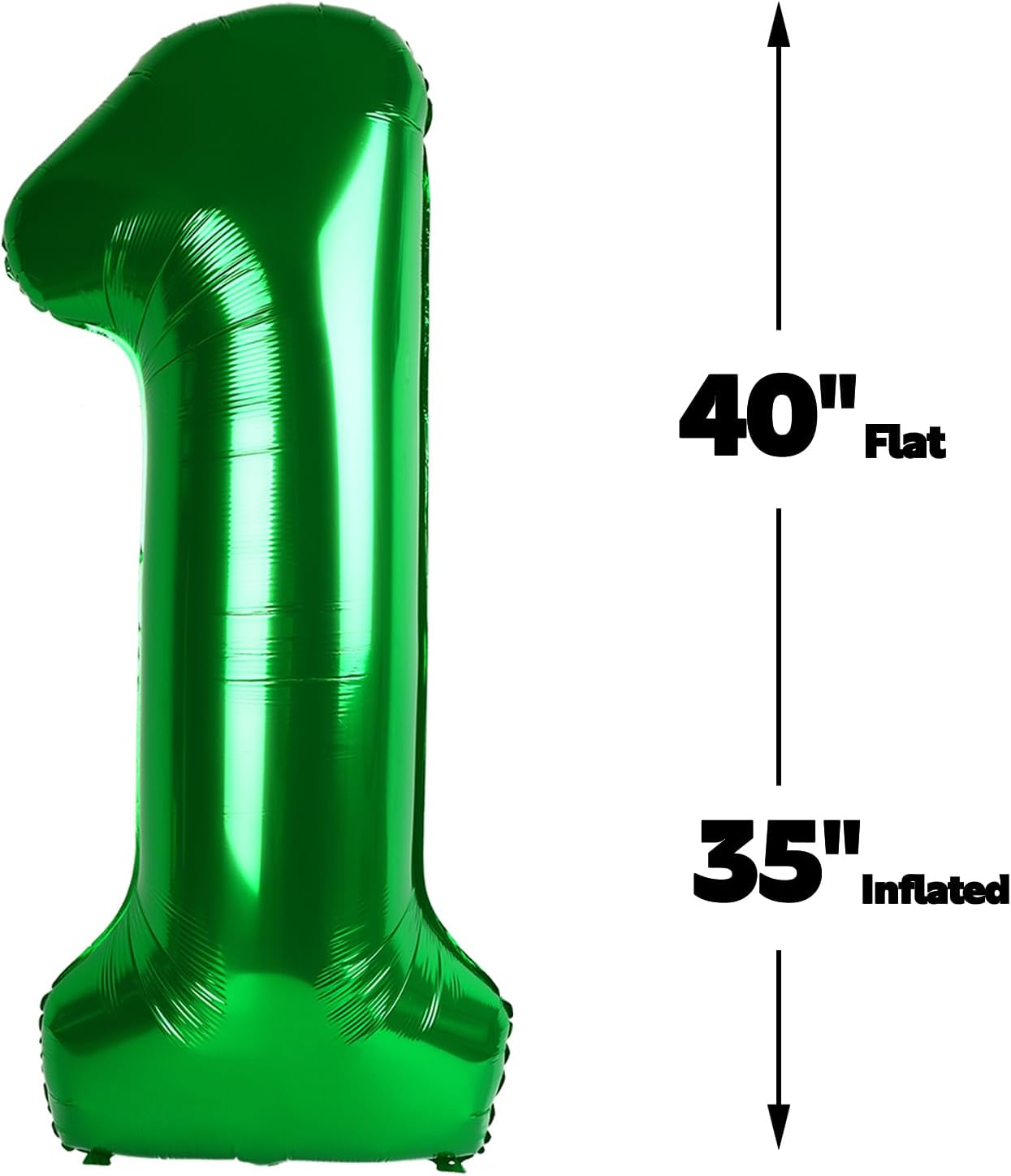 Green Number 1 Balloon 40 inch, Number 1 Birthday Balloon for Boy Girl, Green Foil One Balloon for 1st 10 11 12 16 18 Birthday Party, Anniversary Celebration Number Balloons Decorations