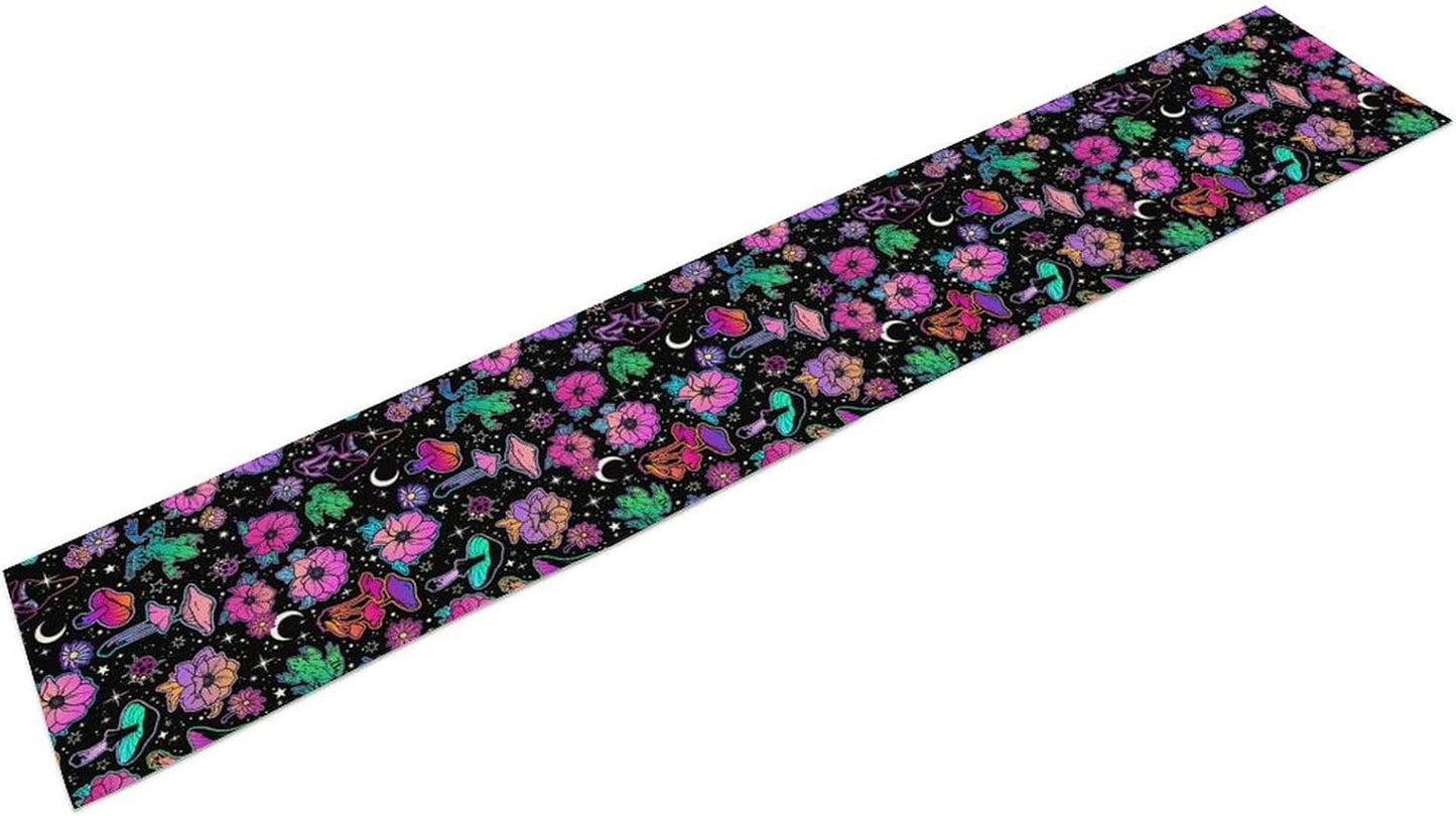 Gothic Star Moon Colorful Table Runner for Kitchen Living Room Home Party Boho Floral Table Runner 13x120 Inch