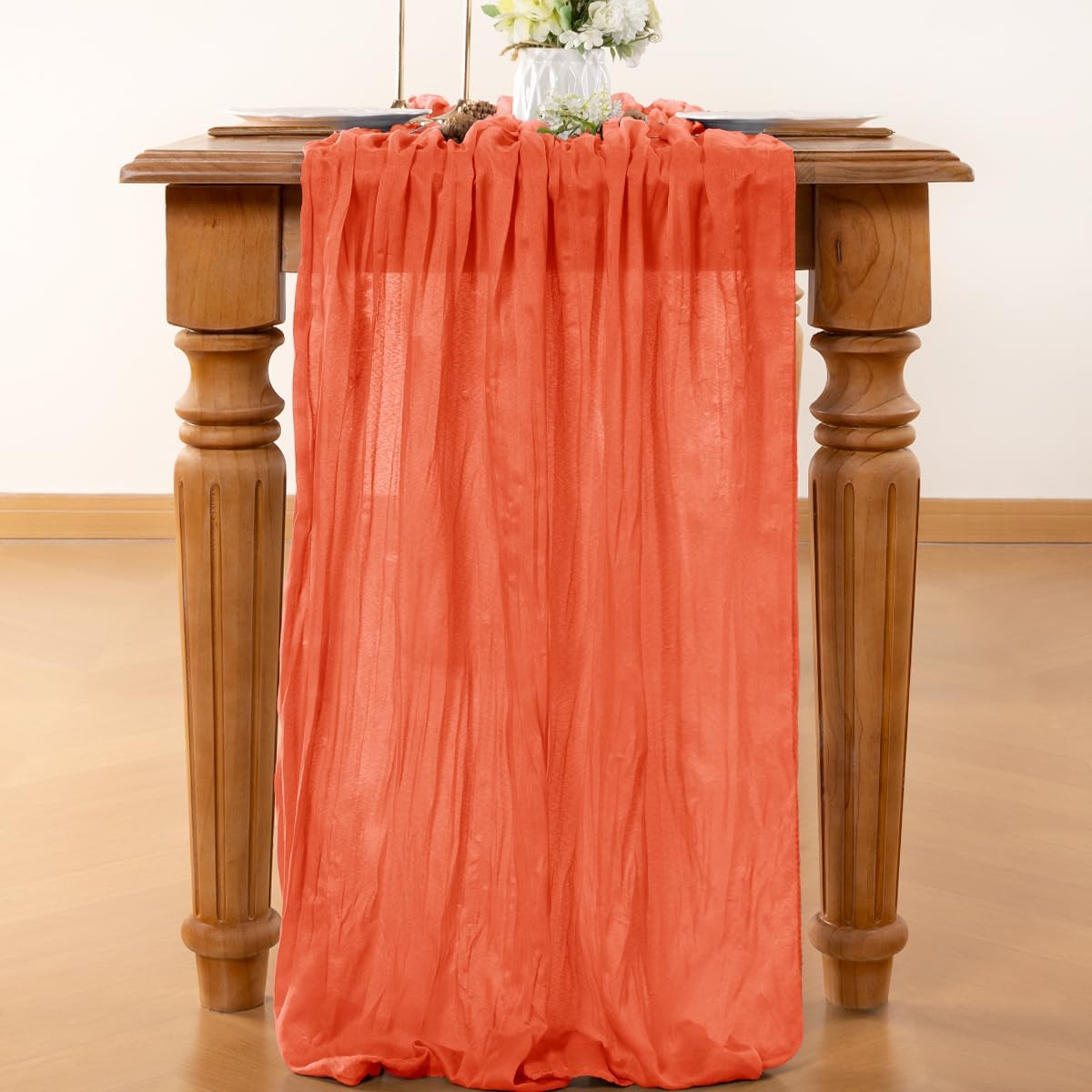 Orange Table Runner Cheesecloth Table Runner 4 Pack 10FT Farmhouse Table Runners 120 Inches Fall Table Decor Dining Room Centerpiece Wedding Boho Baby Shower Birthday