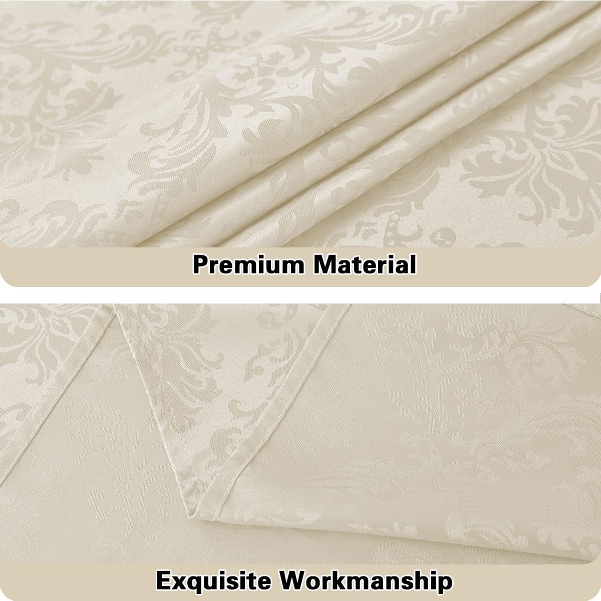 SASTYBALE Jacquard Tablecloth Rectangle 60 x 120 Inch Beige, Spill Proof Stain Resistant Damask Table Cloth, Washable Polyester Table Cover for Dining, Party, Indoor, Outdoor (Off White, Oblong)