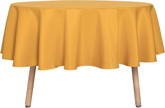 sancua Round Tablecloth - 60 Inch - Water Resistant Spill Proof Washable Polyester Table Cloth Decorative Fabric Table Cover for Dining, Buffet Parties and Camping, Gold (Fits 20-48 Inch Tables)