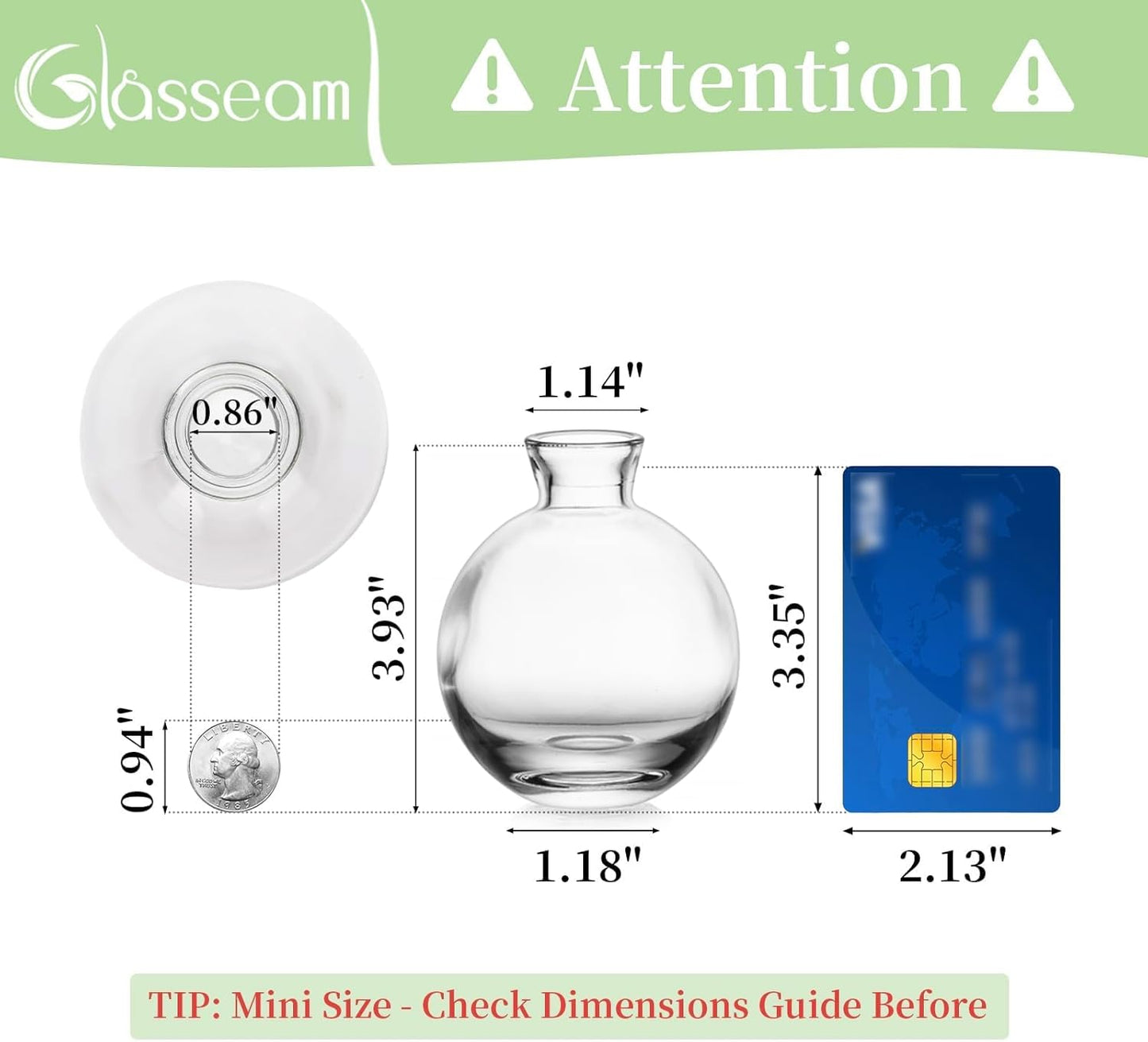 Glasseam Clear Glass Bud Vase, 3Pcs/Set Modern Decorative Small Mini Flowers Vases Short Minimalist Aesthetic Home Decor Vintage Cute Handmade Tiny Wedding Table Centerpieces for Single Flower Rose