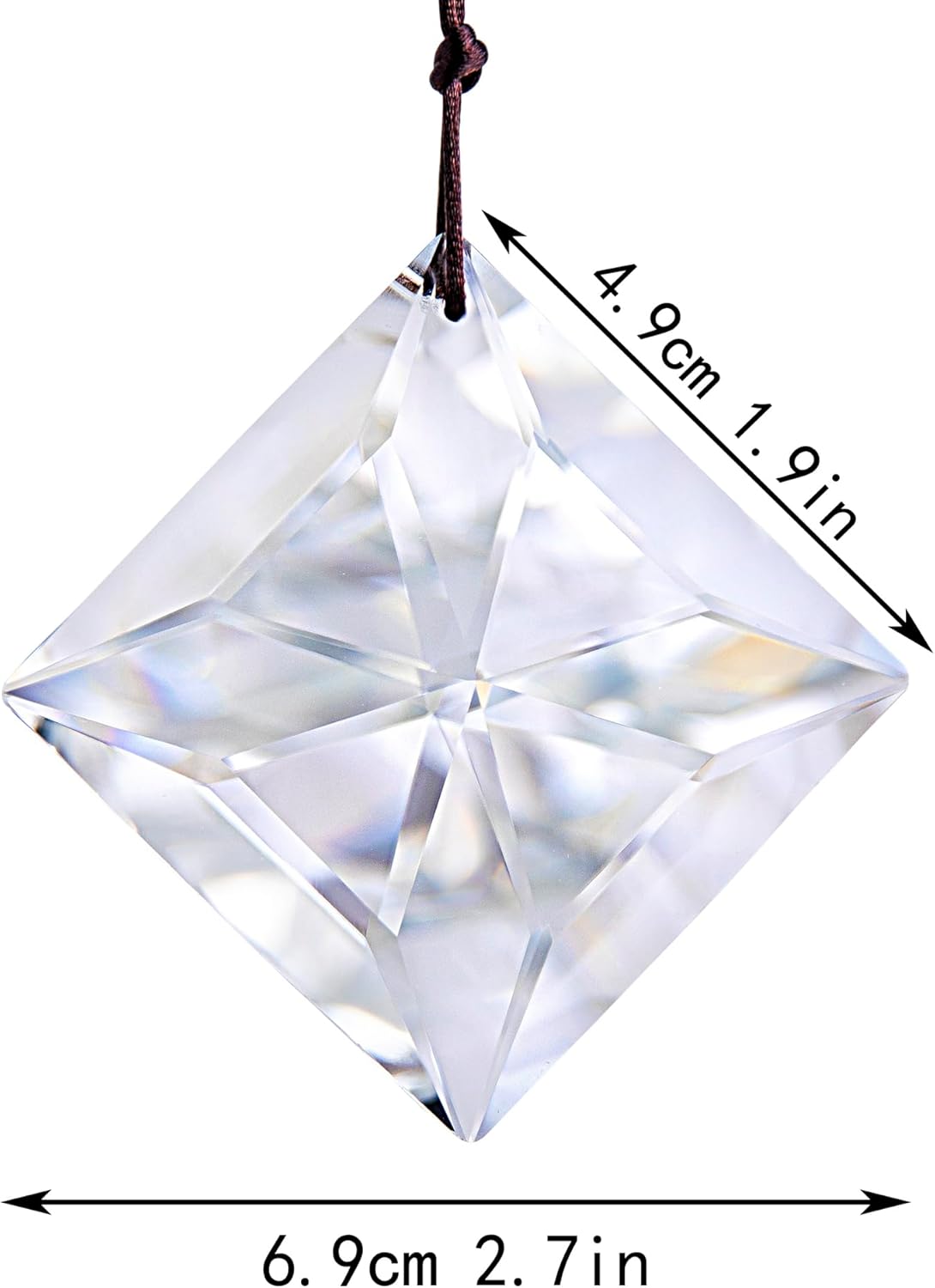 HDCRYSTALGIFTS 2PCS 50mm Clear Crystal Sun Catcher Prisms, Hanging Suncatchers with Glass Prism, Rainbow Maker for Windows, Balcony, Kitchen, Garden Decoration