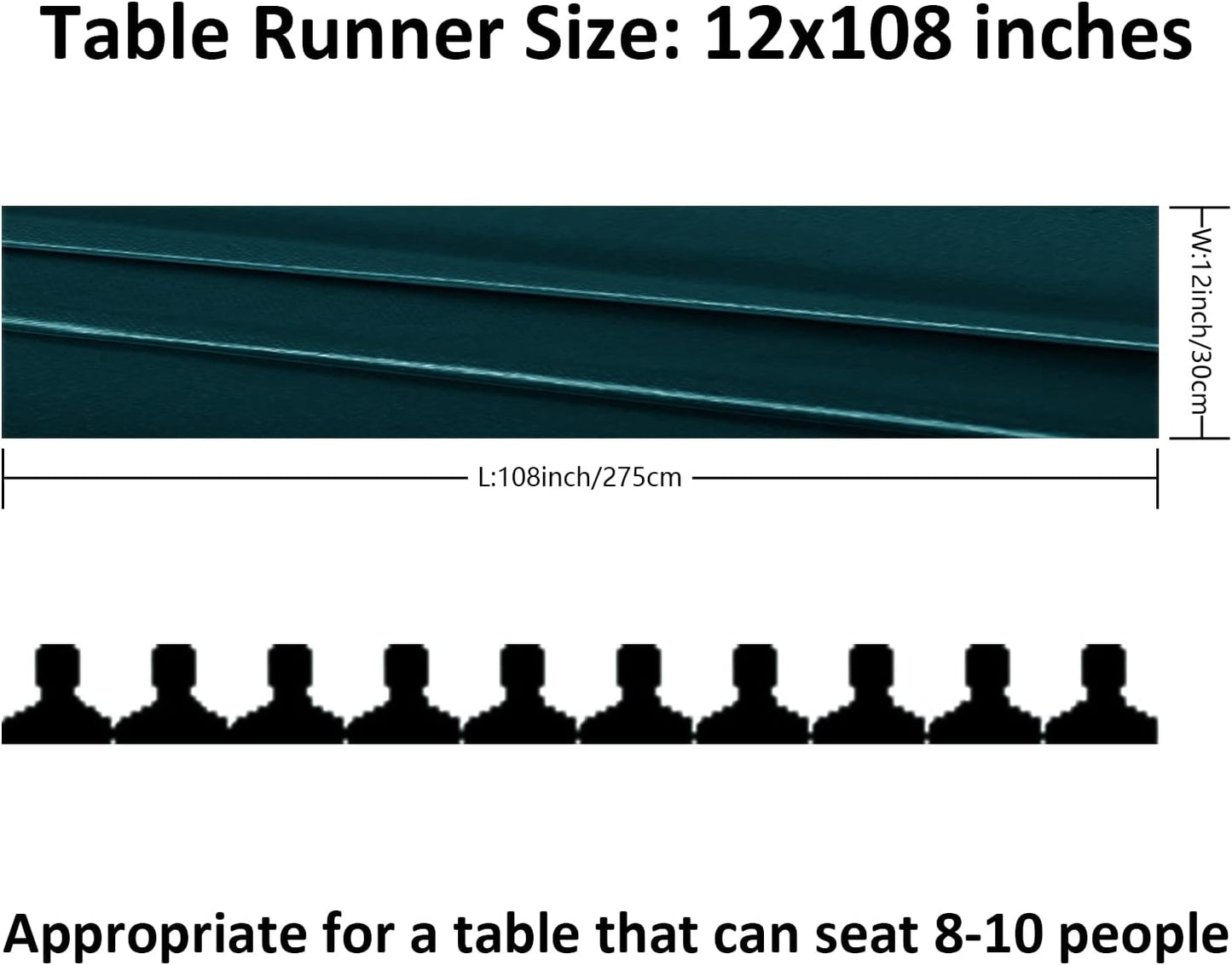 12Pack Table Runner 12 x 108 Inches Satin Silk Table Runner for Wedding, Birthday Party, Banquets, Graduations Decoration, fit Rectange and Round Table-Hunte