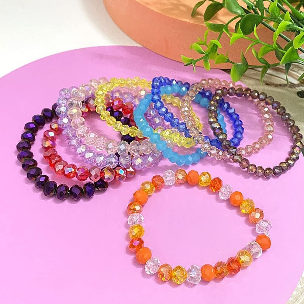 100pcs 8mm Crystal Glass Beads for Crafts Faceted Rondelle Glass Beads for Jewelry Making Crystal Spacer Beads for Necklaces Bracelets Earrings DIY Craft(Red AB)