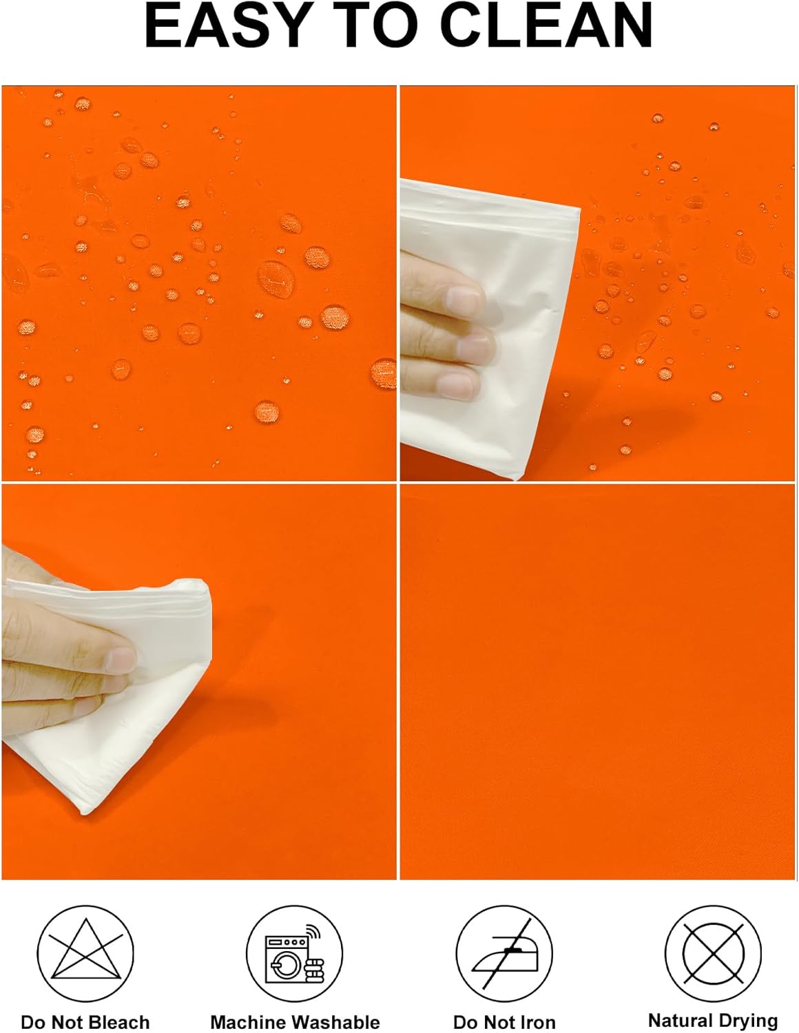Fokitut 2 Pack Waterproof Square Tablecloth, 70x70 Inch, Stain Resistant and Wrinkle Polyester Table Cloth, Fabric Table Cover for Kitchen Dining, Wedding, Party, Holiday Dinner-Orange