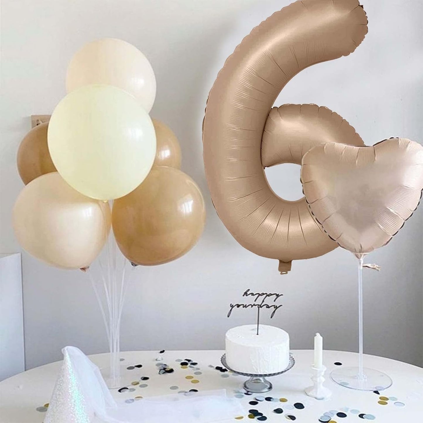 Nude Number 1 Balloons, 40 Inch Tan 1st Birthday Foil Balloon for Boys Girls, Giant Self Inflating Apricot Helium Foil Number Balloons 0-9 for Women Men 1st 11th Anniversary Party Decorations Supplies