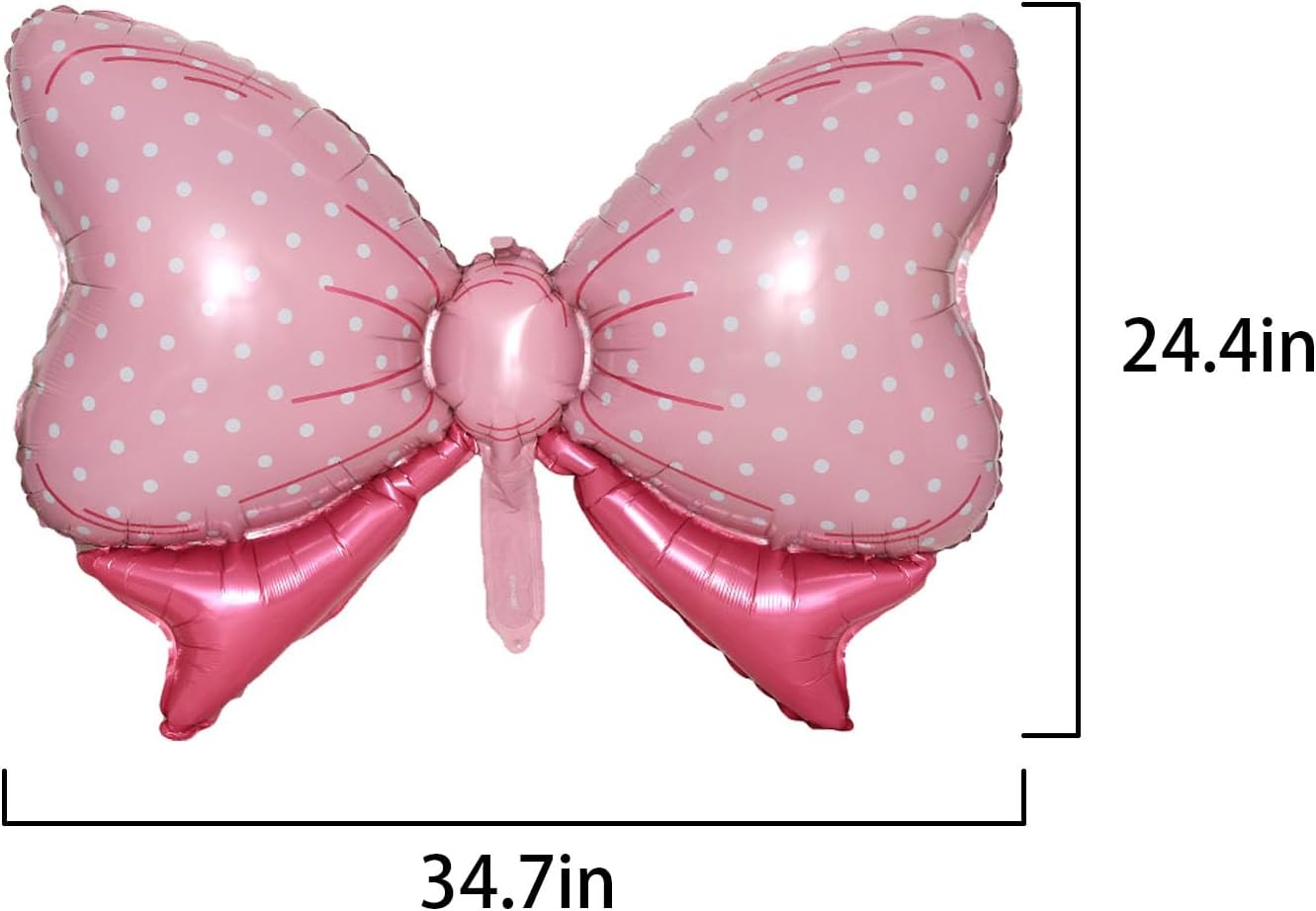 36 Inches Bow Foil Balloon Huge Bowtie Pink Balloon for Baby Shower, Wedding, Kids Theme Party Decoration (Pink)