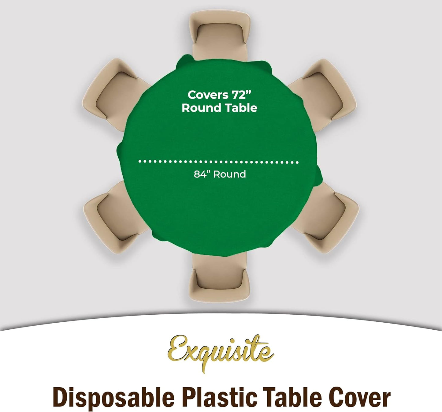 Party Solids 12-Pack Premium Plastic Tablecloth 84in. Round Table Cover - Emerald Green
