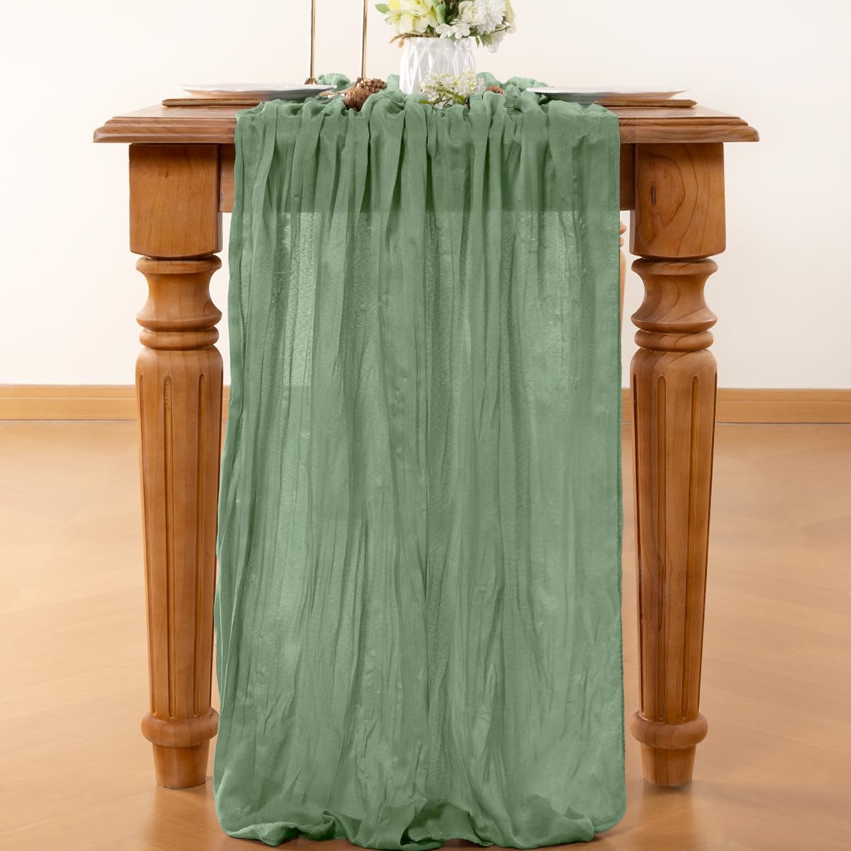 Sage Green Table Runner Cheesecloth Table Runner 10FT Farmhouse Table Runners 120 Inches Fall Table Decor Dining Room Centerpiece Wedding Boho Baby Shower Birthday