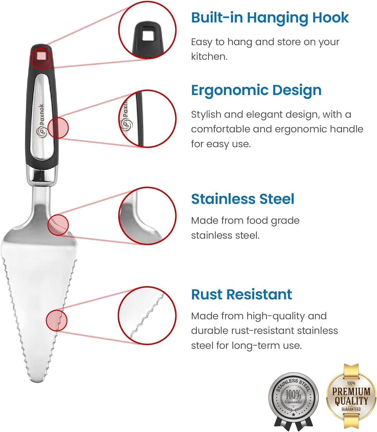 Pie Server Spatula and Cake Slicer Set with Luxury Gift Box, Black Stainless Steel Set - Kitchen Essentials for Cutting & Serving Desserts, Brownies, Lasagna - Great for Anniversary, Christmas Spatula