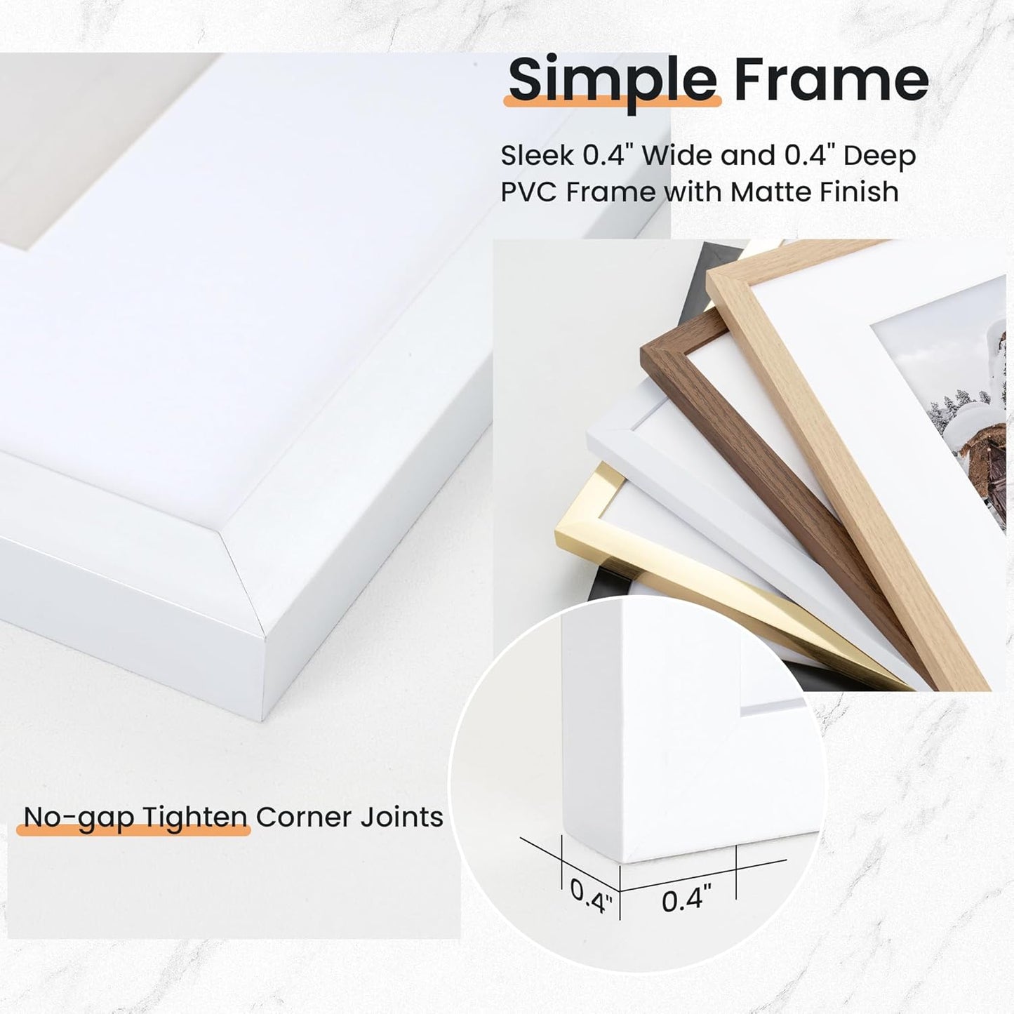 11x14 inch Picture Frame, 11x14 Photo Frames with 8x10 Removable Mat - High Definition Plexiglass - Vertical and Horizontal Display - Wall Hanging Frame - White, 5 Pack