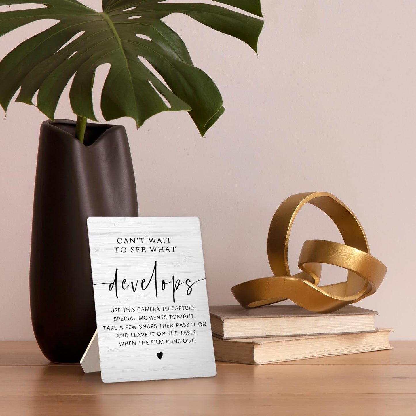 Can't Wait To See What Develops Wooden Stand 5x7inch, Wedding Camera Sign, Guest Photo Sign, Wedding Decor