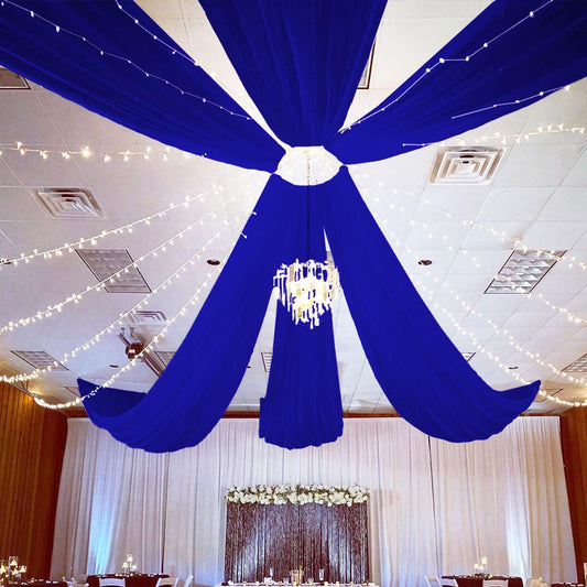 FUHSY Wedding Ceiling Drapes Blue Ceiling Drapes for Weddings 5FTx30FT 2 Panels Sheer Fabric for Draping Chiffon Drape Curtains Arch Draping Fabric for Wedding Drapery for Party Stage Swag Decorations