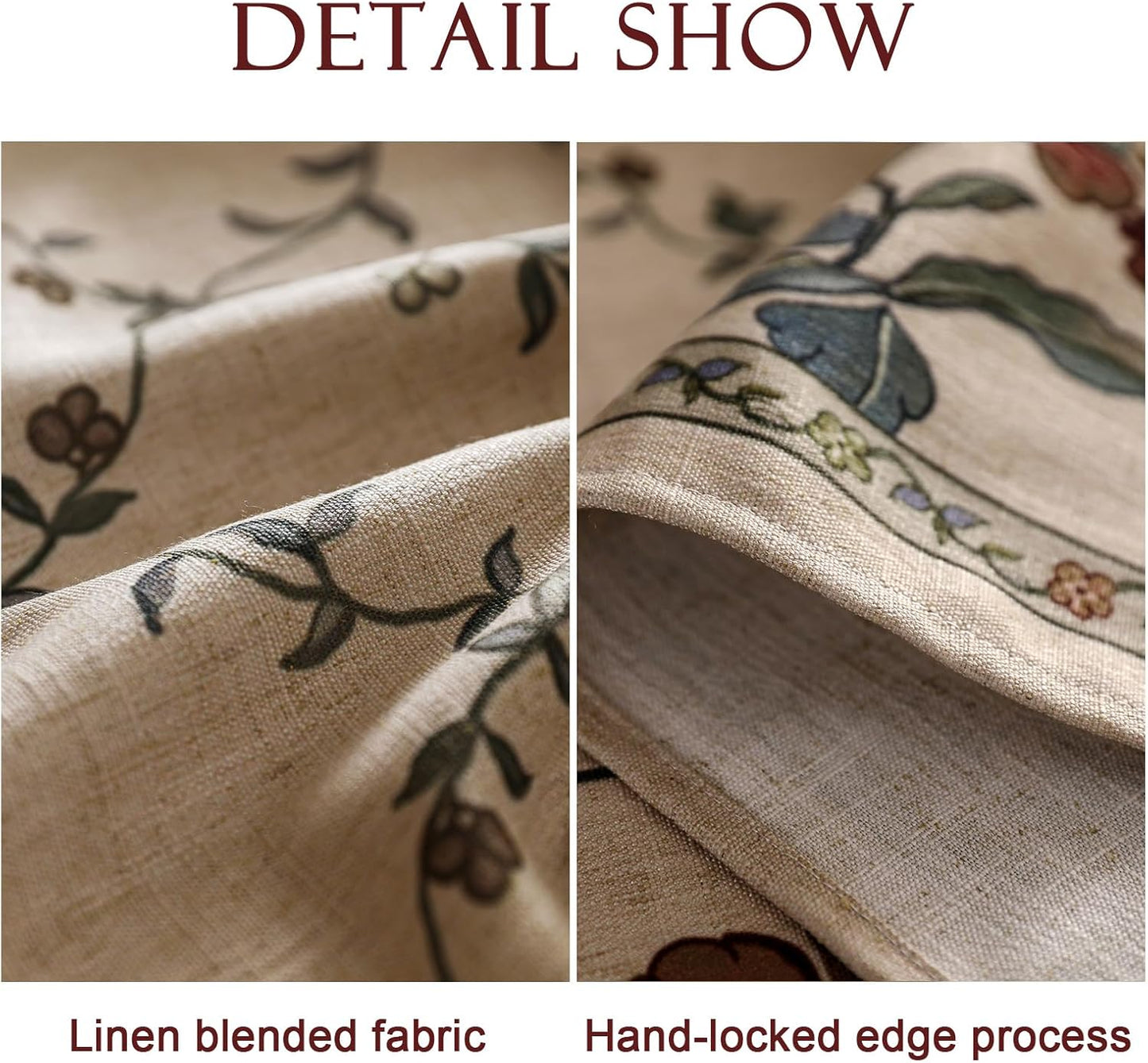 patdrea Designer Linen French Tablecloth for Rectangle Table,Fall Country Breathable Floral Extra Long Tablecloths,Table Cover for Kitchen Dining,Christmas,Thanksgiving,67"x118"-Oliveirad