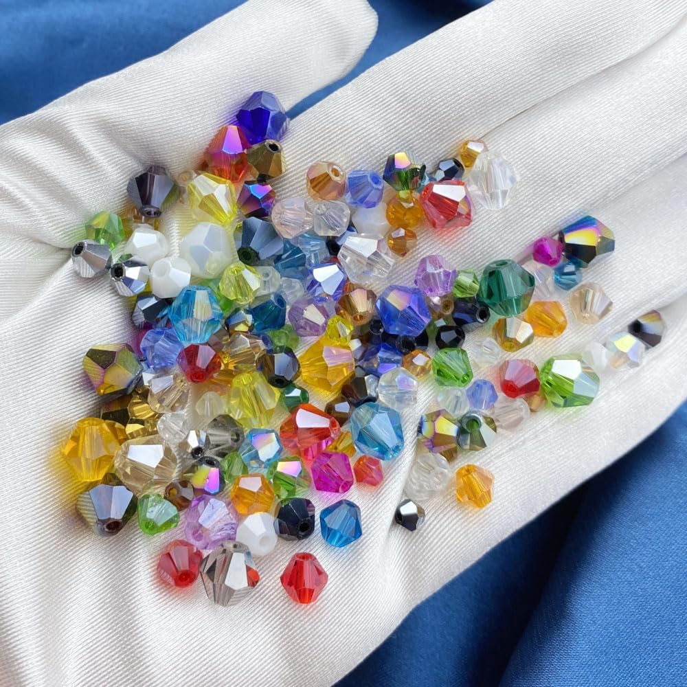 100pcs 8mm Bicone Crystal Glass Beads Loose Spacer Beads Faceted Craft Beads for Jewelry Making DIY Necklace Bracelet Earring Wind Chimes Suncatchers Ornamen(Mixed Color)