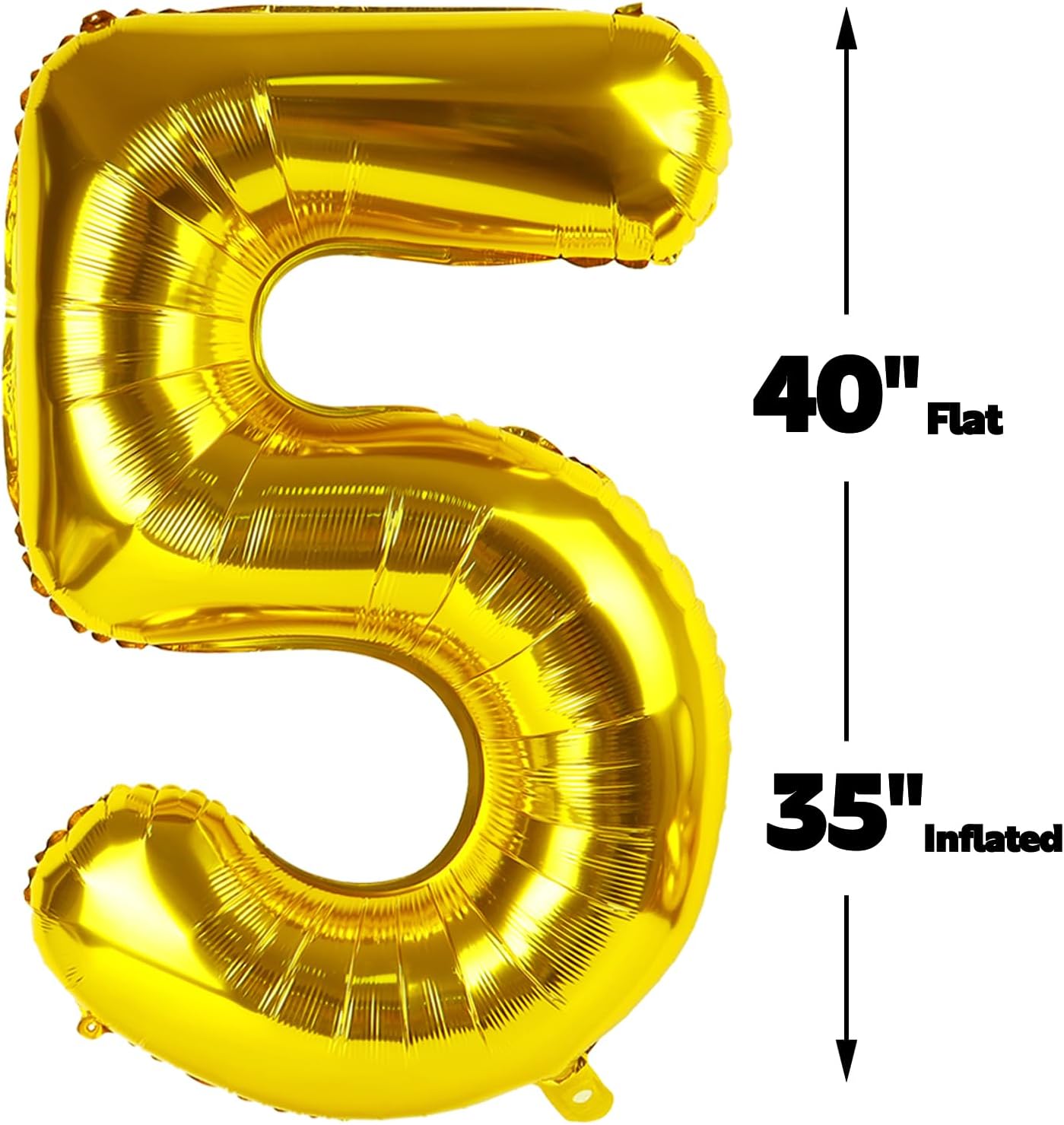 Large Gold 40 Inch Birthday Number 5 Balloon, Five 5th 15 25 35 50 55 Birthday Anniversary Celebration Decorations, Foil Mylar Helium Numbers 5 Balloons Girl Boy Party Supplies