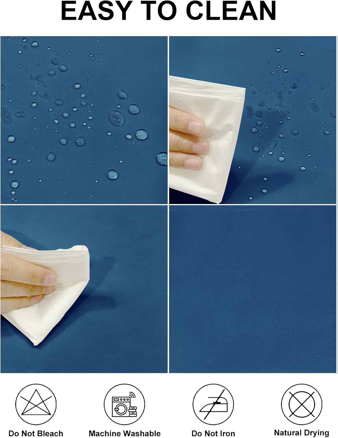 Fokitut 2 Pack Waterproof Rectangle Tablecloth, 60x120 Inch,Stain Resistant and Wrinkle Polyester Table Cloth, Fabric Table Cover for Kitchen Dining, Wedding, Party, Holiday Dinner-Mediterranean Blue