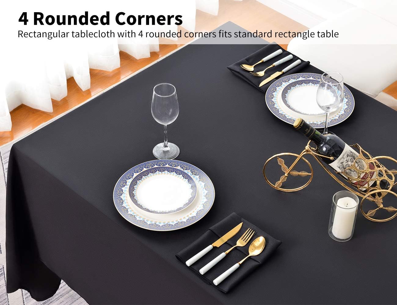 Surmente 10 Pack Black Tablecloth 60 x 102-inch Rectangular Polyester Table Cloth for Weddings, Banquets, or Restaurants