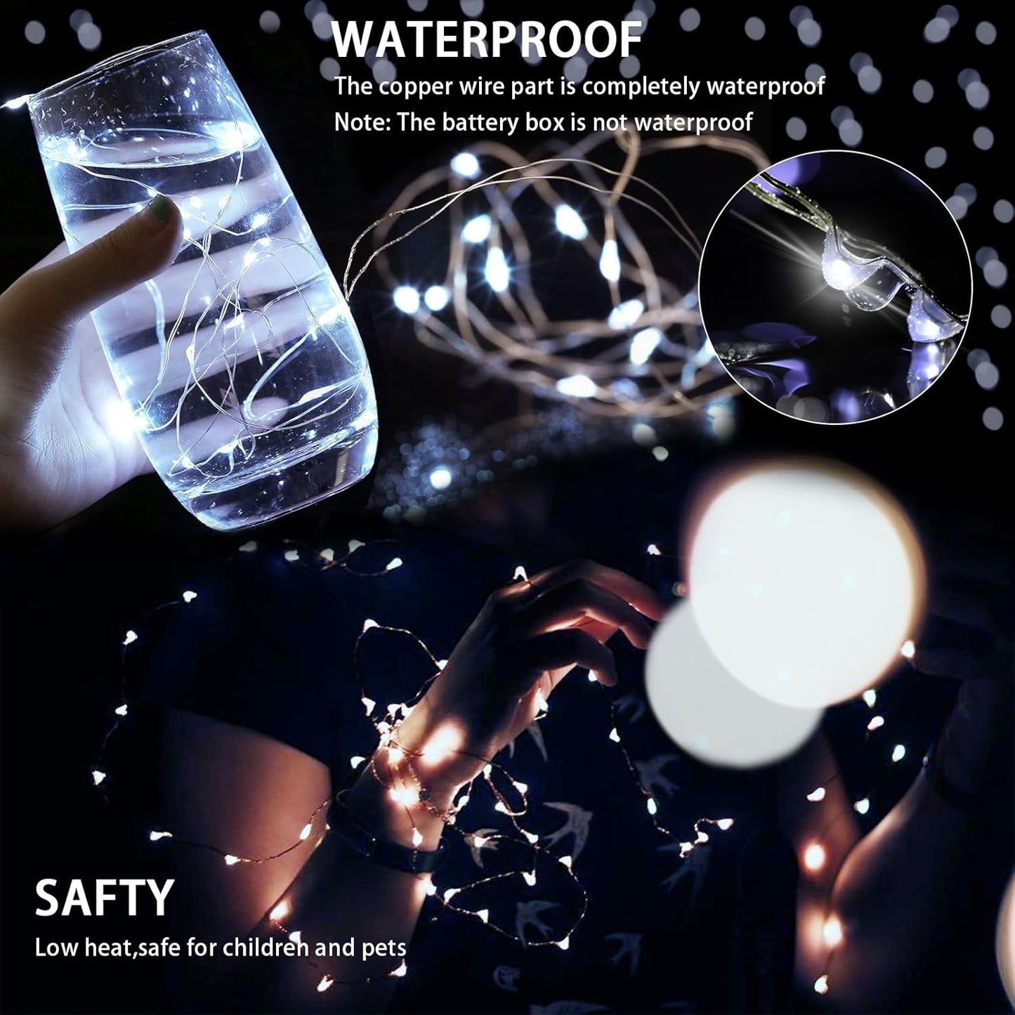 12 Pack White Fairy Lights 7Ft 20 LED Twinkle String Lights 3 Modes Battery Operated Waterproof Firefly Starry for Mason Jar Party Wedding Christmas Valentines Day Table Centerpieces,Cold White